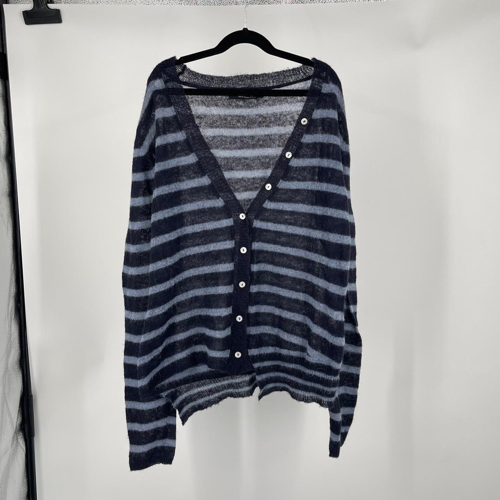 Sita Murt Women's Striped Knit Wool Cardigan L Alpaca Luxury Indie Sleaze Punk